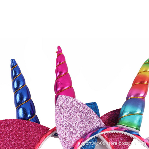 New Girl Rainbow Unicorn Braids Headband Kids Hair Bow Pony Cosplay Gifts Fancy Dress Wig Birthday Party Unicorn Accessories